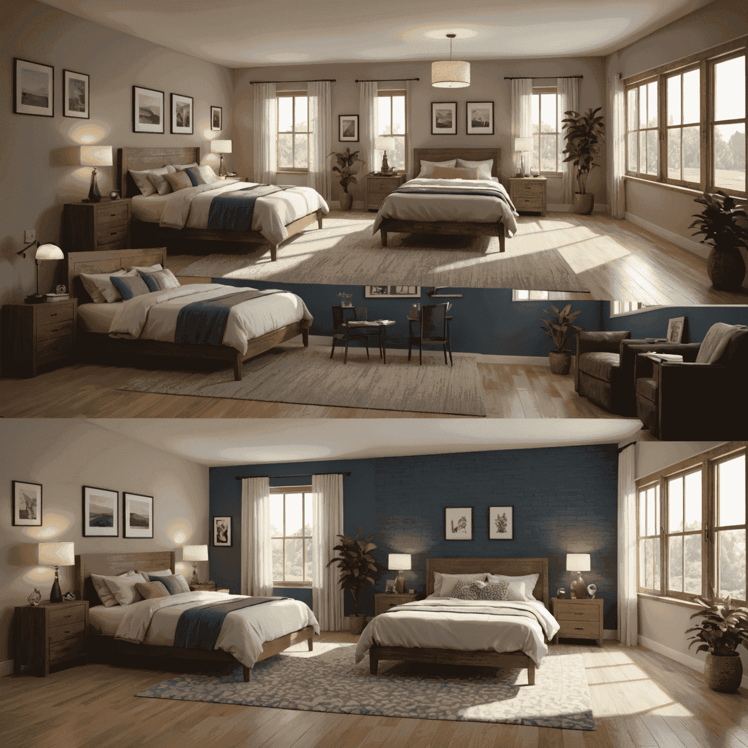 Comparison of SketchUp scenes with different lighting setups, showing how proper lighting enhances the overall look of a 3D model